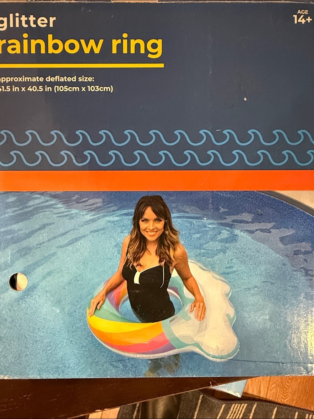 Glitter Rainbow Ring Inflatable Pool Float - Multicolor